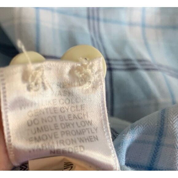 Peter Millar Blue White Plaid Long Sleeved Men's Button Down Shirt‎ Size Medium - Picture 7 of 8